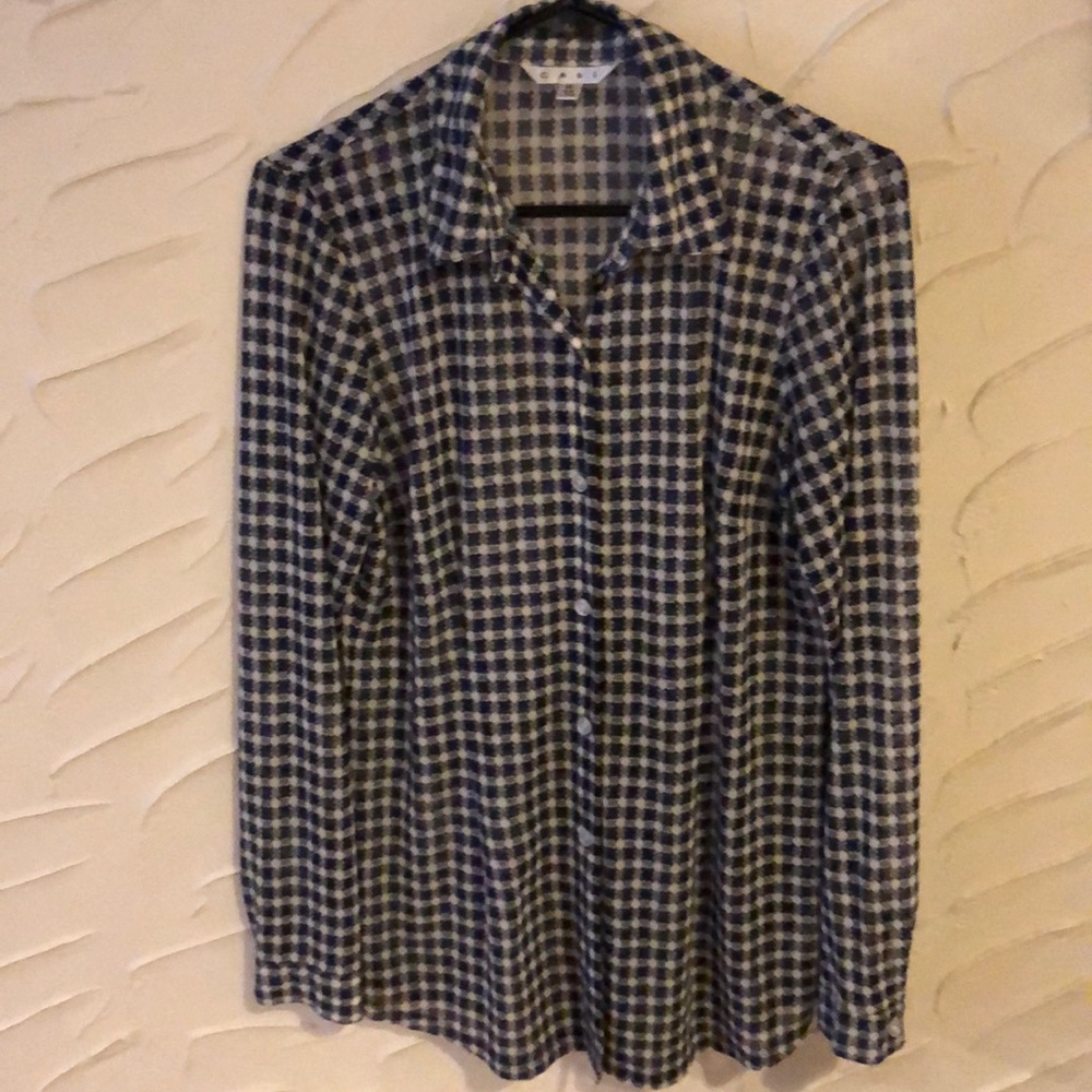 Cabi navy blue and off-white blouse